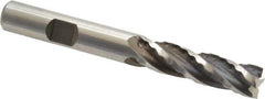 Weldon - 3/8" Diam, 1-3/8" LOC, 4 Flute High Speed Steel Roughing & Finishing Square End Mill - Uncoated, 3-1/8" OAL, 3/8" Shank Diam, Weldon Shank, 30° Helix, Centercutting, Regular Length - USA Tool & Supply