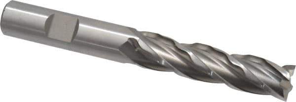 Weldon - 1/2" Diam, 2" LOC, 4 Flute High Speed Steel Roughing & Finishing Square End Mill - Uncoated, 4" OAL, 1/2" Shank Diam, Weldon Shank, 30° Helix, Centercutting, Regular Length - USA Tool & Supply