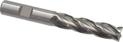 Weldon - 1/2" Diam, 2" LOC, 4 Flute High Speed Steel Roughing & Finishing Square End Mill - Uncoated, 4" OAL, 1/2" Shank Diam, Weldon Shank, 30° Helix, Centercutting, Regular Length - USA Tool & Supply