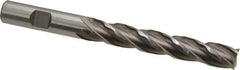 Weldon - 1/2" Diam, 3" LOC, 4 Flute High Speed Steel Roughing & Finishing Square End Mill - Uncoated, 5" OAL, 1/2" Shank Diam, Weldon Shank, 30° Helix, Centercutting, Regular Length - USA Tool & Supply