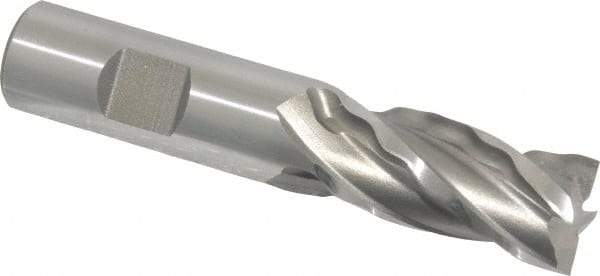 Weldon - 3/4" Diam, 1-5/8" LOC, 4 Flute High Speed Steel Roughing & Finishing Square End Mill - Uncoated, 3-7/8" OAL, 3/4" Shank Diam, Weldon Shank, 30° Helix, Centercutting, Regular Length - USA Tool & Supply