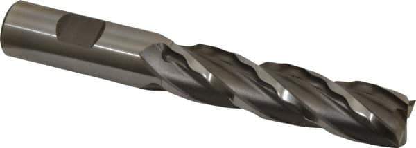 Weldon - 3/4" Diam, 3" LOC, 4 Flute High Speed Steel Roughing & Finishing Square End Mill - Uncoated, 5-1/4" OAL, 3/4" Shank Diam, Weldon Shank, 30° Helix, Centercutting, Regular Length - USA Tool & Supply