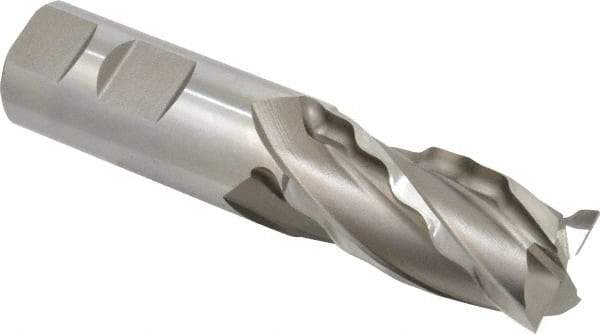 Weldon - 1" Diam, 2" LOC, 4 Flute High Speed Steel Roughing & Finishing Square End Mill - Uncoated, 4-1/2" OAL, 1" Shank Diam, Weldon Shank, 30° Helix, Centercutting, Regular Length - USA Tool & Supply