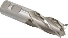 Weldon - 1" Diam, 2" LOC, 4 Flute High Speed Steel Roughing & Finishing Square End Mill - Uncoated, 4-1/2" OAL, 1" Shank Diam, Weldon Shank, 30° Helix, Centercutting, Regular Length - USA Tool & Supply