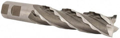 Weldon - 1" Diam, 4" LOC, 4 Flute High Speed Steel Roughing & Finishing Square End Mill - Uncoated, 6-1/2" OAL, 1" Shank Diam, Weldon Shank, 30° Helix, Centercutting, Regular Length - USA Tool & Supply