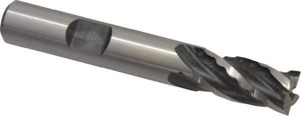 Weldon - 3/8" Diam, 3/4" LOC, 4 Flute Cobalt Roughing & Finishing Square End Mill - Uncoated, 2-1/2" OAL, 3/8" Shank Diam, Weldon Shank, 30° Helix, Non-Centercutting - USA Tool & Supply