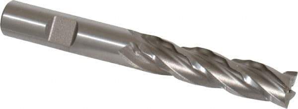 Weldon - 1/2" Diam, 2" LOC, 4 Flute Cobalt Roughing & Finishing Square End Mill - Uncoated, 4" OAL, 1/2" Shank Diam, Weldon Shank, 30° Helix, Non-Centercutting - USA Tool & Supply