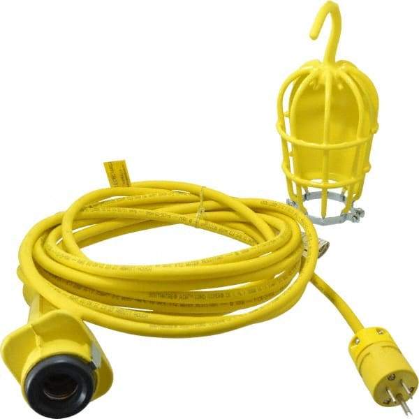 Woodhead Electrical - 240 Volt, 100 Watt, Electric, Incandescent Portable Handheld Work Light - 25' Cord, 1 Head, 1,000 Lumens, Zinc-Plated Steel, 101.6mm Wide x 374.65mm High - USA Tool & Supply