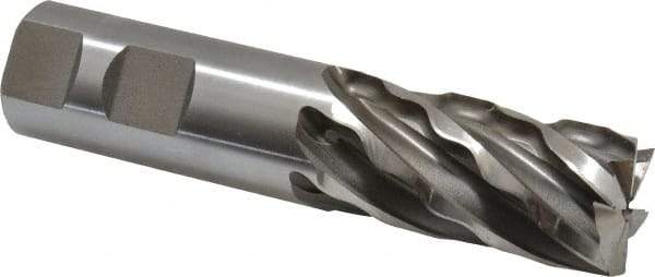 Weldon - 1" Diam, 2" LOC, 6 Flute Cobalt Roughing & Finishing Square End Mill - Uncoated, 4-1/2" OAL, 1" Shank Diam, Weldon Shank, 30° Helix, Non-Centercutting - USA Tool & Supply