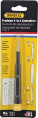 General - 4 Piece Bit Screwdriver - Phillips, Slotted, Precision - USA Tool & Supply