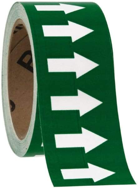 NMC - Pipe Marker with No Legend and Arrow Graphic - 10 to 10" Pipe Outside Diam, White on Green - USA Tool & Supply