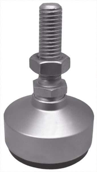 Gibraltar - 100 Lb Capacity, 3/8-16 Thread, 3-1/2" OAL, Stainless Steel Stud, Studded Socket Mount Leveling Mount - 2" Stud Length, 1-1/4" Base Diam, Stainless Steel Pad, 5/8" Hex - USA Tool & Supply