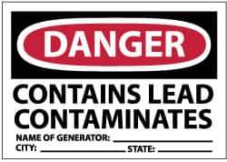 NMC - "Danger - Contains Lead Contaminates - Name of Generator:___ City:___ State:___", 3" Long x 5" Wide, Paper Safety Sign - Rectangle, Use for Hazardous Materials - USA Tool & Supply