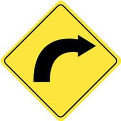 NMC - "Left Arrow", 24" Wide x 24" High, Aluminum Traffic Control Signs - 0.08" Thick, Black on Yellow, Engineer Grade Reflectivity, Diamond, Post Mount - USA Tool & Supply