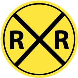 NMC - "R R", "Railroad Crossing Symbol", 30" Wide x 30" High, Aluminum Traffic Control Signs - 0.08" Thick, Black on Yellow, High Intensity Reflectivity, Round, Post Mount - USA Tool & Supply