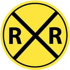NMC - "R R", "Railroad Crossing Symbol", 30" Wide x 30" High, Aluminum Traffic Control Signs - 0.08" Thick, Black on Yellow, High Intensity Reflectivity, Round, Post Mount - USA Tool & Supply