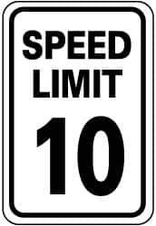 NMC - "Speed Limit 10", 18" Wide x 24" High, Aluminum Speed Limit Signs - 0.08" Thick, Black on White, Engineer Grade Reflectivity, Rectangle, Post Mount - USA Tool & Supply