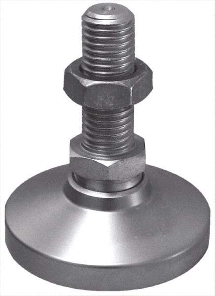 Gibraltar - 3/8-16 Bolt Thread, Studded Pivotal Stud Mount Leveling Pad & Mount - 3,750 Max Lb Capacity, 1-1/4" Base Diam - USA Tool & Supply
