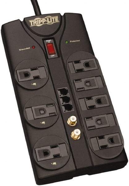 Tripp-Lite - 8 Outlets, 120 VAC15 Amps, 8' Cord, Power Outlet Strip - Floor, Keyhole Mount, 5-15 NEMA Configuration, 1.51" Strip - USA Tool & Supply