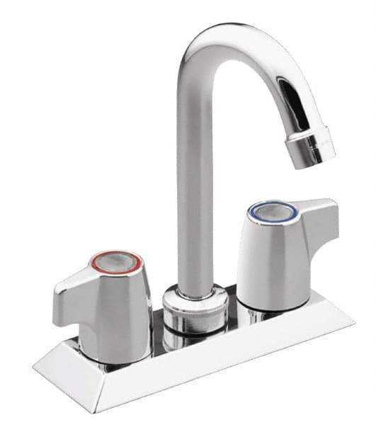 Moen - Deck Plate Mount, Bar and Hospitality Faucet without Spray - Two Handle, Knob Handle, Gooseneck Spout - USA Tool & Supply