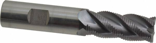 ProMax - 3/4" Diam, Fine Pitch, 1-5/8" LOC, 4 Flute Solid Carbide 0.055-0.065" Corner Radius Roughing End Mill - AlTiN Finish, 4" OAL, 3/4" Shank Diam, Single End, Centercutting, 40° Helix - USA Tool & Supply