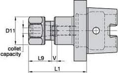Kennametal - 1.02mm to 16mm Capacity, 70mm Projection, HSK63 Hollow Taper, ER25 Collet Chuck - 102mm OAL - Exact Industrial Supply