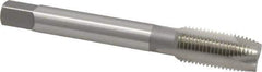 OSG - M12x1.25 Metric Fine, 3 Flute, Bright Finish, High Speed Steel Spiral Point Tap - Plug Chamfer, Right Hand Thread, 3-3/8" OAL, 1-21/32" Thread Length, 0.367" Shank Diam, Series 142 - Exact Industrial Supply
