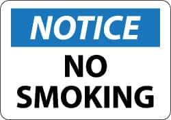 NMC - "Notice - No Smoking", 7" Long x 10" Wide, Rigid Plastic Safety Sign - Rectangle, 0.05" Thick, Use for Accident Prevention - USA Tool & Supply