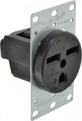 Leviton - 250 VAC, 30 Amp, 6-30P NEMA Configuration, Black, Industrial Grade, Self Grounding Single Receptacle - 1 Phase, 2 Poles, 3 Wire, Flush Mount, Tamper Resistant - USA Tool & Supply
