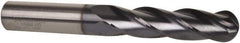 Kennametal - 1/2" Diam, 2" LOC, 4 Flute Solid Carbide Ball End Mill - TiAlN Finish, Single End, 4" OAL, 1/2" Shank Diam, Spiral Flute - USA Tool & Supply