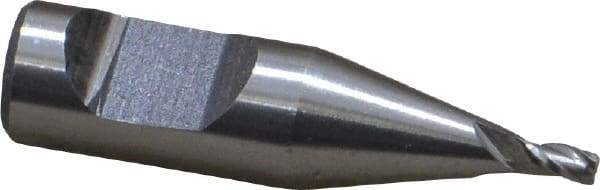 Interstate - 1/16", 3/32" LOC, 1/4" Shank Diam, 31/32" OAL, 3 Flute, Cobalt Square End Mill - Single End, Uncoated, Spiral Flute, Centercutting, Right Hand Cut, Right Hand Flute - USA Tool & Supply