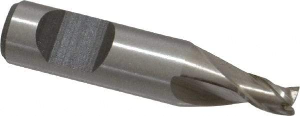 Interstate - 1/8", 3/16" LOC, 1/4" Shank Diam, 1-3/32" OAL, 3 Flute, Cobalt Square End Mill - Single End, Uncoated, Spiral Flute, Centercutting, Right Hand Cut, Right Hand Flute - USA Tool & Supply