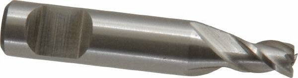 Interstate - 5/32", 1/4" LOC, 1/4" Shank Diam, 1-9/32" OAL, 3 Flute, Cobalt Square End Mill - Single End, Uncoated, Spiral Flute, Centercutting, Right Hand Cut, Right Hand Flute - USA Tool & Supply