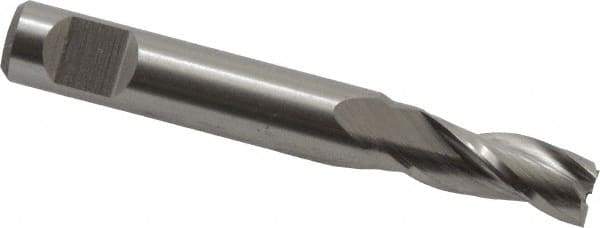 Interstate - 7/32", 1/2" LOC, 1/4" Shank Diam, 1-3/4" OAL, 3 Flute, Cobalt Square End Mill - Single End, Uncoated, Spiral Flute, Centercutting, Right Hand Cut, Right Hand Flute - USA Tool & Supply