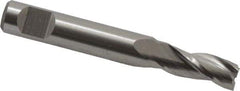 Interstate - 7/32", 1/2" LOC, 1/4" Shank Diam, 1-3/4" OAL, 3 Flute, Cobalt Square End Mill - Single End, Uncoated, Spiral Flute, Centercutting, Right Hand Cut, Right Hand Flute - USA Tool & Supply