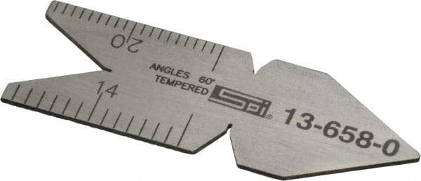 SPI - 60° Angle, Stainless Steel Center Gage - 1/32 to 1/14 Inch Graduation - USA Tool & Supply