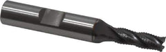 OSG - 1/4" Diam, Fine Pitch, 3/4" LOC, 4 Flute Cobalt Roughing Square End Mill - TiCN Finish, 2-1/2" OAL, 3/8" Shank Diam, Single End, 30° Helix - USA Tool & Supply