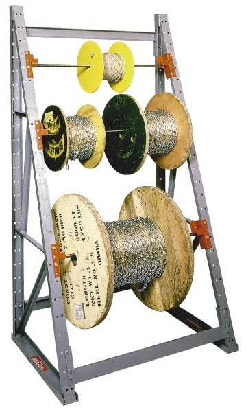 Made in USA - 1 Bay, 2,000 Lb Capacity, Gray Reel Storage Rack - 24" Wide x 96" High x 36" Deep - USA Tool & Supply