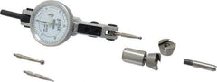 Fowler - 0.06 Inch Range, 0.0005 Inch Dial Graduation, Horizontal Dial Test Indicator - 1 Inch White Dial, 0-15-0 Dial Reading - USA Tool & Supply