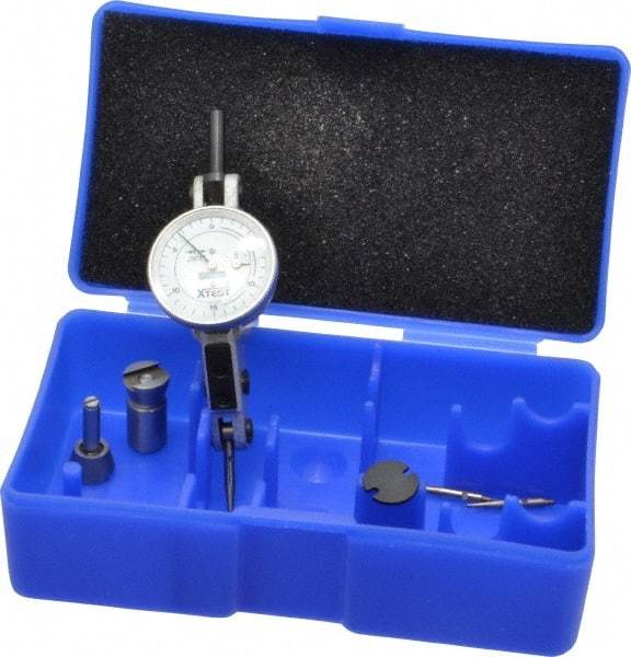 Fowler - 0.06 Inch Range, 0.001 Inch Dial Graduation, Horizontal Dial Test Indicator - 1 Inch White Dial, 0-15-0 Dial Reading - USA Tool & Supply