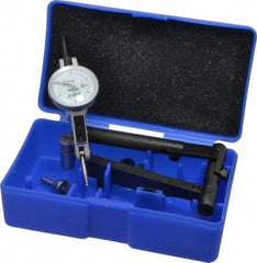 Fowler - 12 Piece, 0" to 0.06" Measuring Range, 1" Dial Diam, 0-15-0 Dial Reading, Horizontal White Dial Test Indicator Kit - 5/8" Contact Point Length, 0.04, 0.08 & 0.12" Ball Diam, 0.0005" Dial Graduation - USA Tool & Supply
