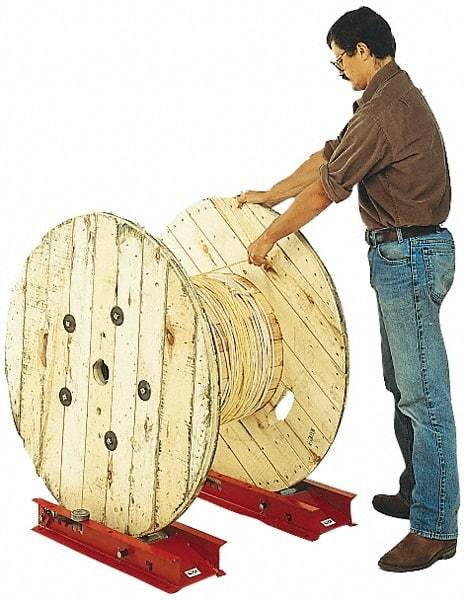 Made in USA - Reel Winder Roller Stand - 3,000 Lbs. Load Limit, 1 Reel Limit, 28 Inches Long x 9-1/4 Inches Wide x 4 Inches High, Structural Channel Frame with 6 Roller Positions - USA Tool & Supply