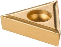 Parlec - TCMT110815 P Grade TT Carbide Boring Insert - TiN/TiC/TiN Finish, 60° Triangle, 7° Relief Angle, 1/4" Inscr Circle, 0.094" Thick, 0.008" Corner Radius - USA Tool & Supply