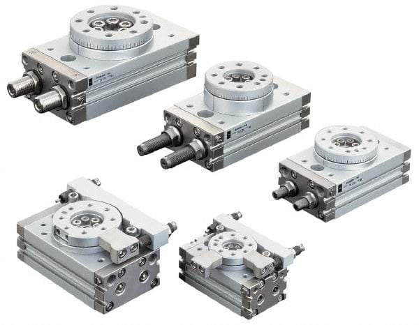 SMC PNEUMATICS - 75mm Table Diam x 25mm Piston Diam Rotary Actuator Table - 14 to 145 psi, 70.59 LBF Radial Load, 66.54 LBS Thrust Load Up, 101.38 LBS Thrust Load Down, 1/8" NPT Port, 152mm Long x 80mm Wide x 46mm High - USA Tool & Supply