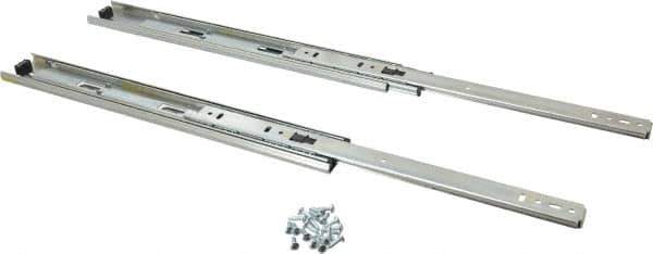 Knape & Vogt - 14" Slide Length, 14" Travel Length, Steel Precision Drawer Slide - 1/2" Wide, 1-13/16" High, 100 Lb Capacity at Full Extension, Chrome Finish - USA Tool & Supply