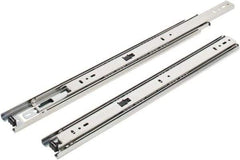 Knape & Vogt - 16" Slide Length, 16" Travel Length, Steel Precision Drawer Slide - 1/2" Wide, 1-13/16" High, 100 Lb Capacity at Full Extension, Chrome Finish - USA Tool & Supply