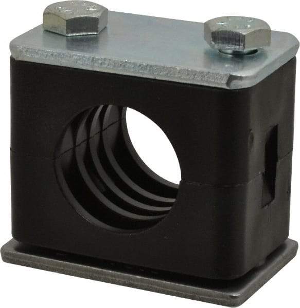 HYDAC - 1.97" Wide x 1.69" High x 1.18" Deep, Polypropylene Standard Duty Vibration-Control Clamp - Carbon Steel Plate, Mount with Weld Plate, Top Plate, Plastic Clamp Pair, Bolts - USA Tool & Supply