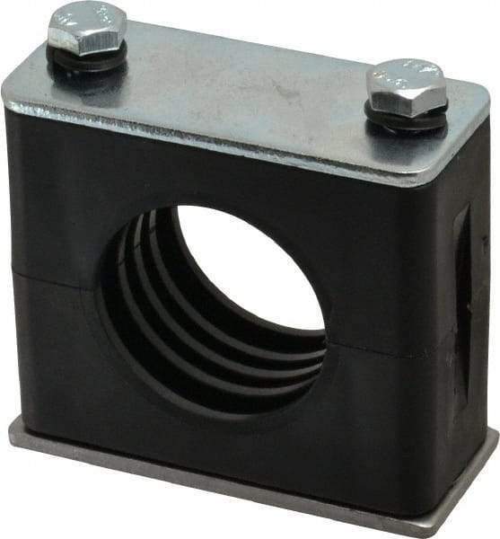 HYDAC - 2.83" Wide x 2.52" High x 1.18" Deep, Polypropylene Standard Duty Vibration-Control Clamp - Carbon Steel Plate, Mount with Weld Plate, Top Plate, Plastic Clamp Pair, Bolts - USA Tool & Supply