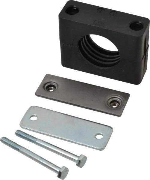 HYDAC - 2.83" Wide x 2.52" High x 1.18" Deep, Polypropylene Standard Duty Vibration-Control Clamp - Carbon Steel Plate, Mount with Weld Plate, Top Plate, Plastic Clamp Pair, Bolts - USA Tool & Supply