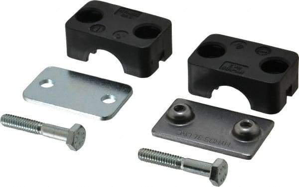 HYDAC - 1.97" Wide x 1.69" High x 1.18" Deep, Polypropylene Standard Duty Vibration-Control Clamp - Carbon Steel Plate, For 1/2" Pipe, Mount with Weld Plate, Top Plate, Plastic Clamp Pair, Bolts - USA Tool & Supply